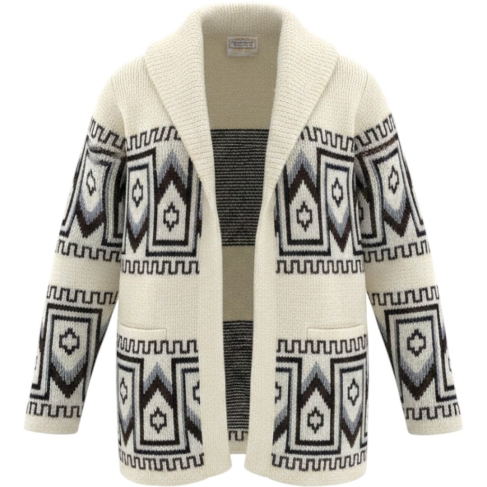Vintage 70s Cardigan Mens Medium Shawl Collar Open Front